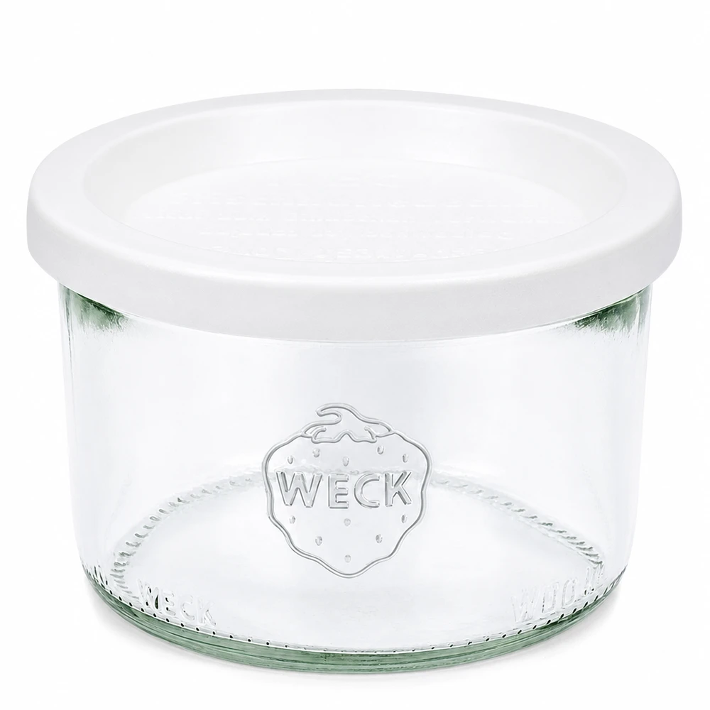 WECK Pot renversé 200ml avec couvercle fraîcheur blanc RR80 Pot de conservation pour confitures et conserves