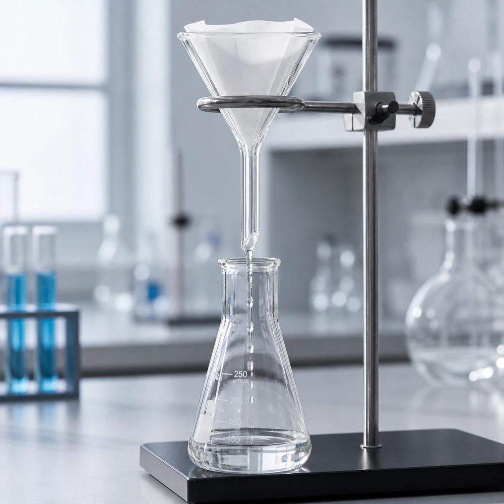 Entonnoir Ø 45mm - verre sodocalcique - angle 60° Entonnoir en verre de précision 45mm avec un angle de 60 degrés pour une filtration efficace en laboratoire et en cuisine