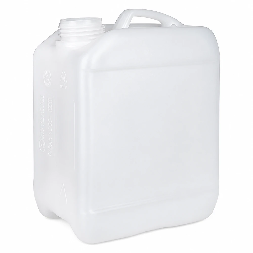 Bidon de 2,5 litres sans bouchon Bidon en plastique blanc de 2,5 litres, sans bouchon, avec poignée de transport, en PEHD