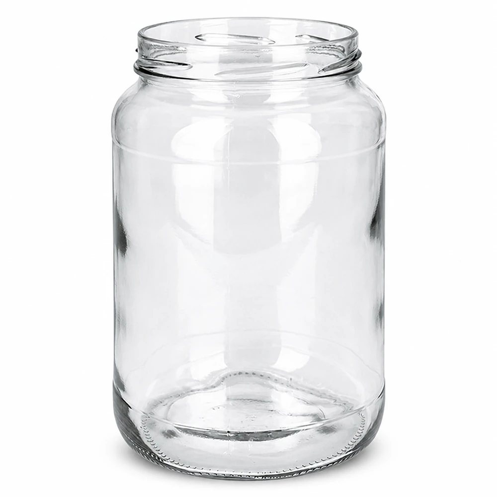 Pot à l'envers vide UNiTWIST Runda1700 1700ml TO100 transparent sans couvercle sur fond blanc