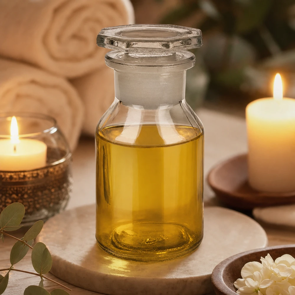 Flacon à col large de 50 ml, transparent, à paroi droite, avec bouchon en verre, pour huiles de massage et d'aromathérapie