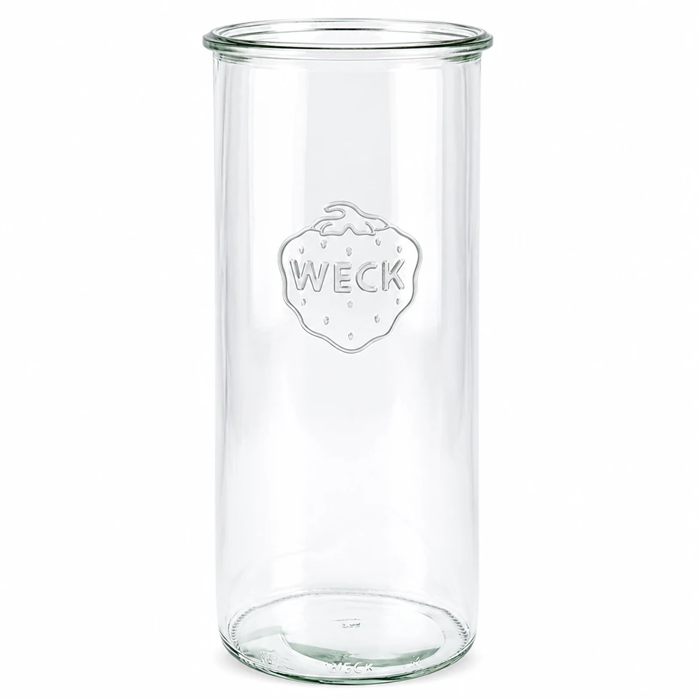 WECK Pot de 1500ml RR100 transparent avec logo gravé et fond rond pour la mise en conserve et les provisions