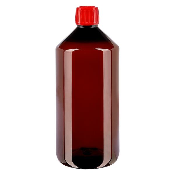 Bouteille PET 1000ml avec bouchon rouge,bouchon d'inviolabilité Bouteille PET 1000ml avec bouchon rouge,bouchon d'inviolabilité