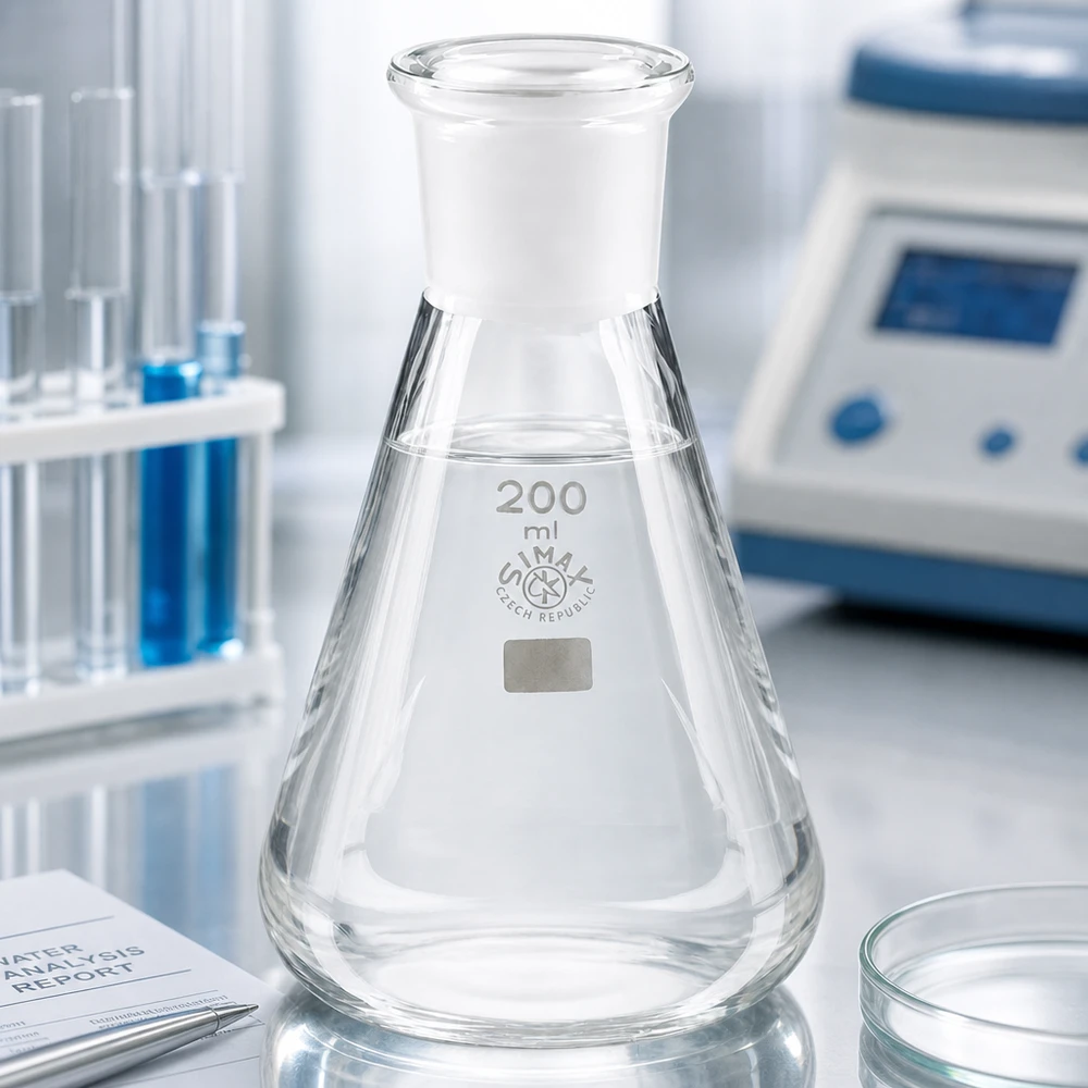 Erlenmeyer 200 ml col étroit, verre borosilicate avec rodage normalisé 29/32