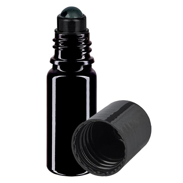 Flacon de déodorant en verre violet 10 ml, déo à bille vide