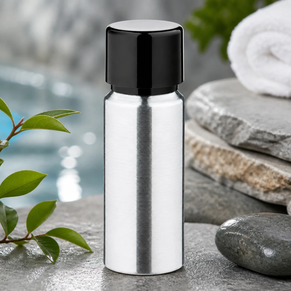 Bouteille en aluminium de 20 ml avec une surface résistante à la corrosion et un bouchon réutilisable