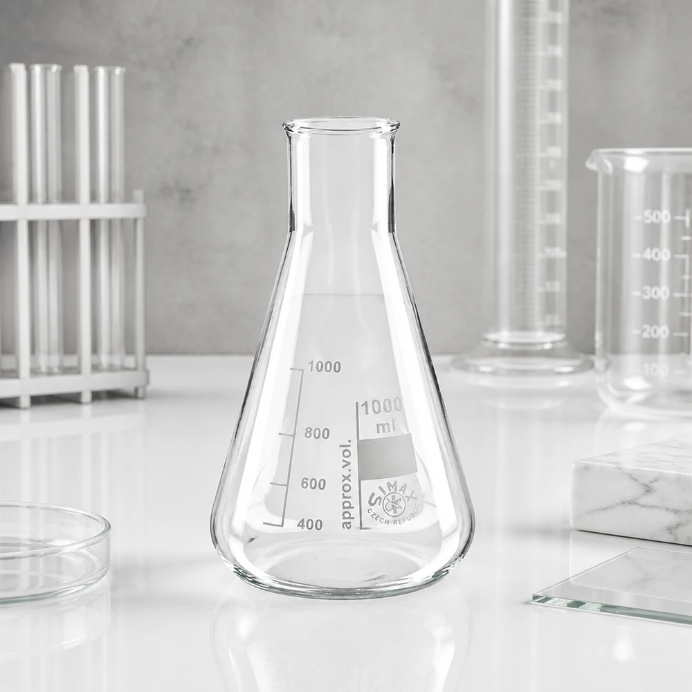 Erlenmeyer 300ml col large, verre borosilicate Erlenmeyer 300ml col large, verre borosilicate