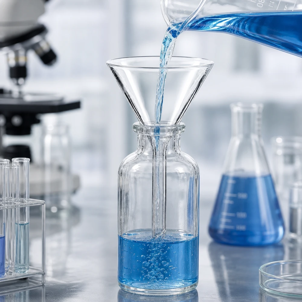 Entonnoir de laboratoire en borosilicate avec angle de 60 degrés et ouverture de 45 mm pour un transvasement précis