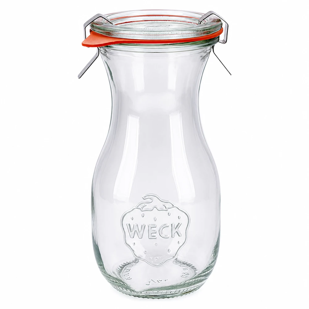 Bouteille à jus de 290 ml, ensemble complet WECK RR60 WECK Bouteille de jus de fruits 290ml avec couvercle en verre et anneau en caoutchouc RR60 Bocal pour jus de fruits et conserves