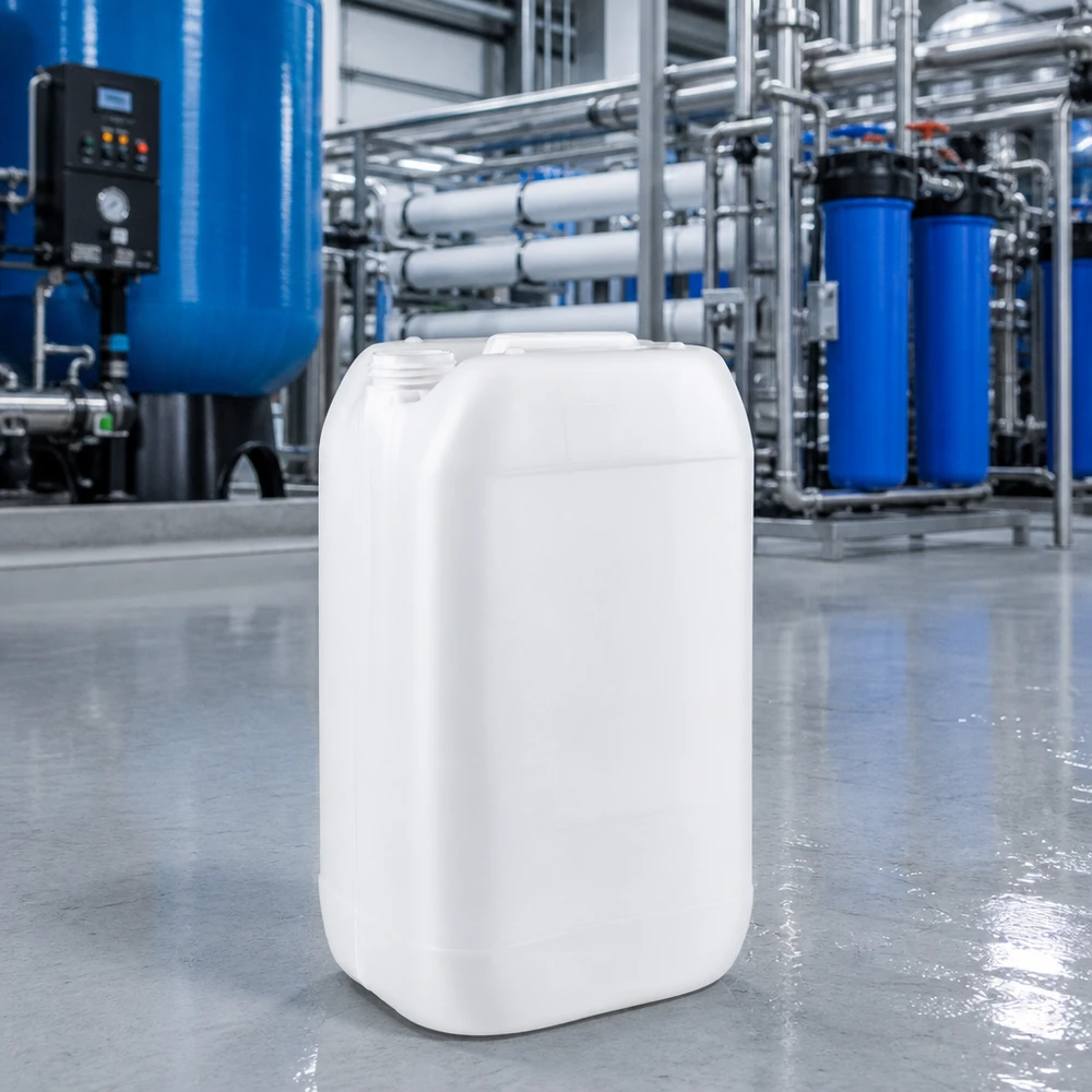 Jerrican de 15 litres sans bouchon Bidon empilable de 15 litres sans bouchon, en plastique robuste, destiné au traitement industriel de l'eau