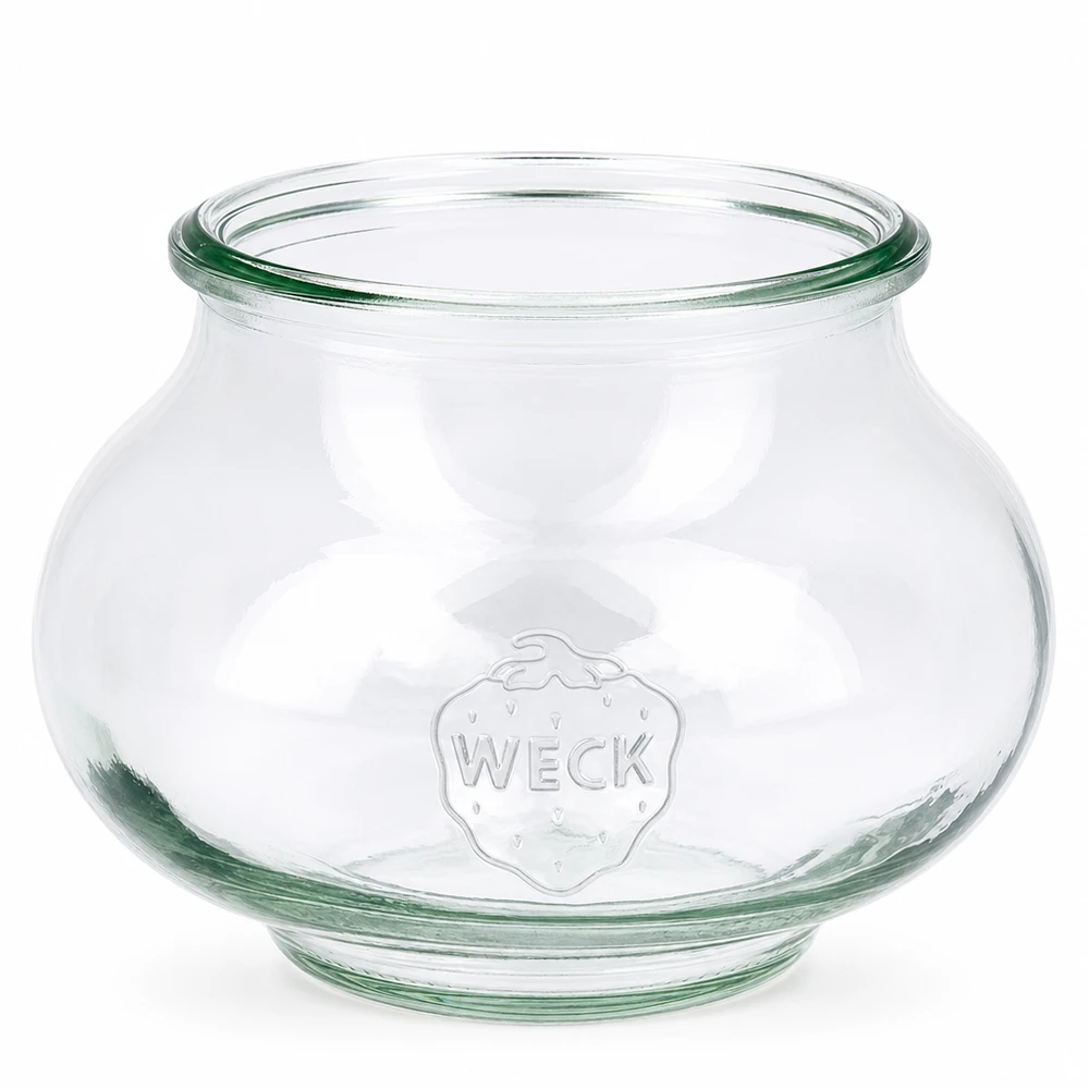 Bocal décoratif WECK RR80 de 560 ml WECK Pot à bijoux 560ml RR80 en verre transparent avec logo en relief et large ouverture pour la mise en conserve et la conservation