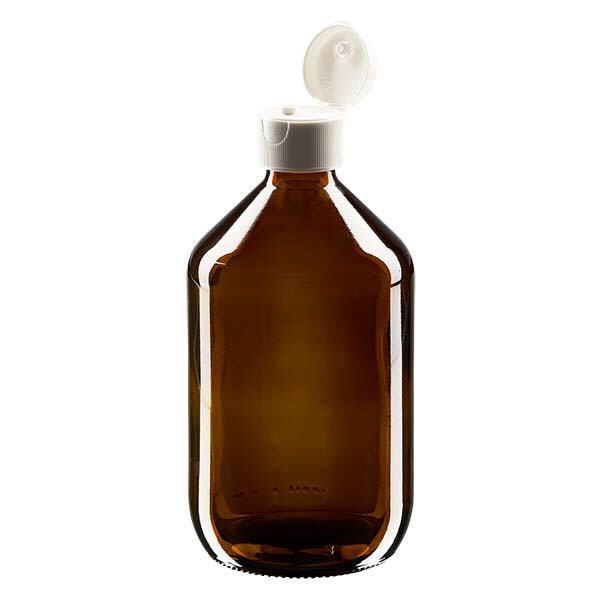 Flacon médical de 500 ml avec couvercle blanc à charnière Flacon médical de 500 ml avec couvercle blanc à charnière