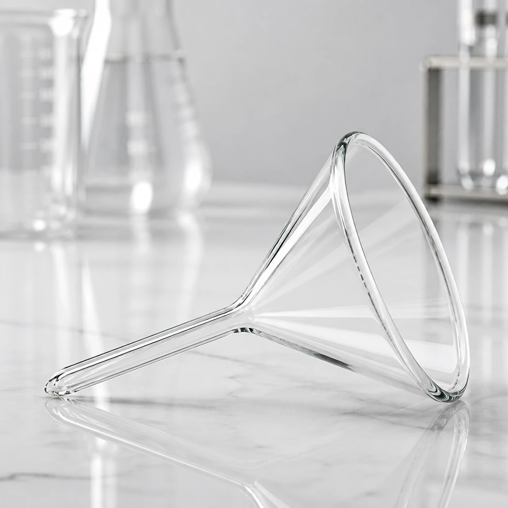 Entonnoir de laboratoire précis 40mm en verre sodo-calcique de haute qualité avec une forme d'entonnoir optimale de 60 degrés