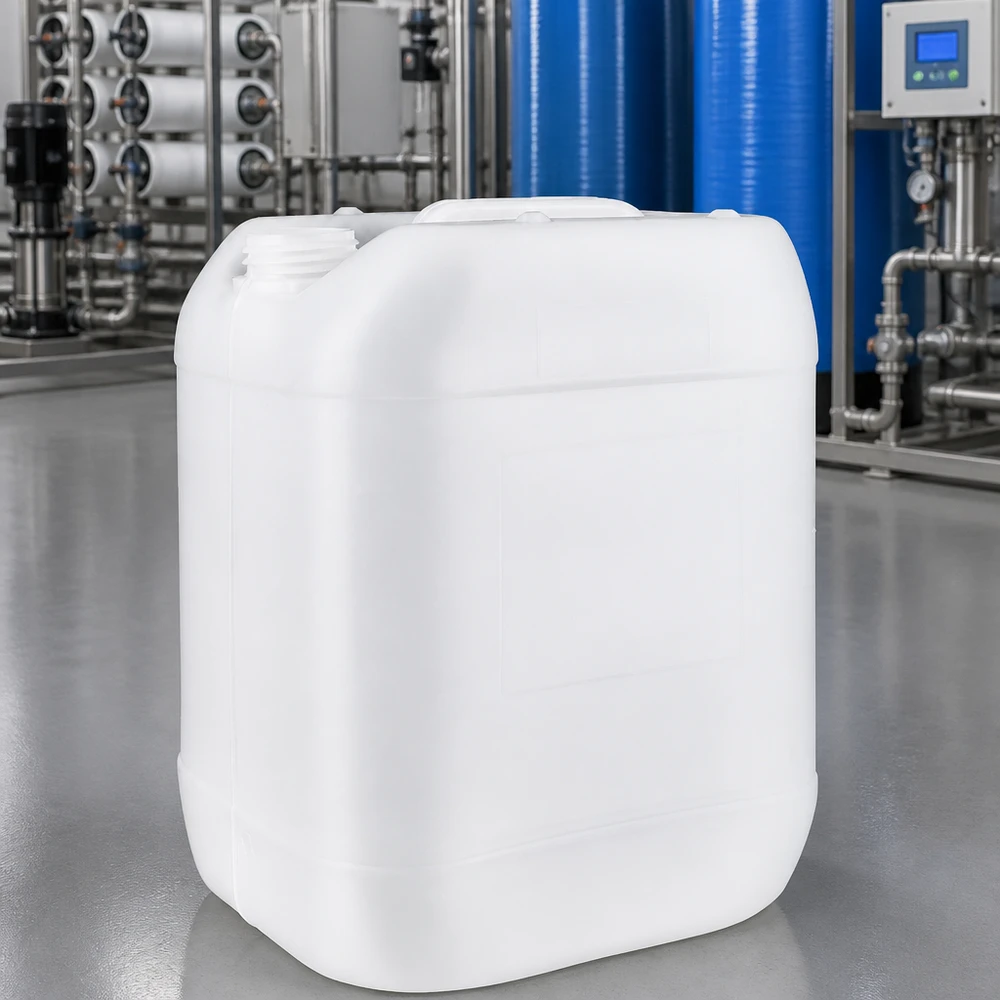 Jerrican de 20 litres sans bouchon Bidon carré de 20 litres sans bouchon, en plastique alimentaire, de couleur blanche