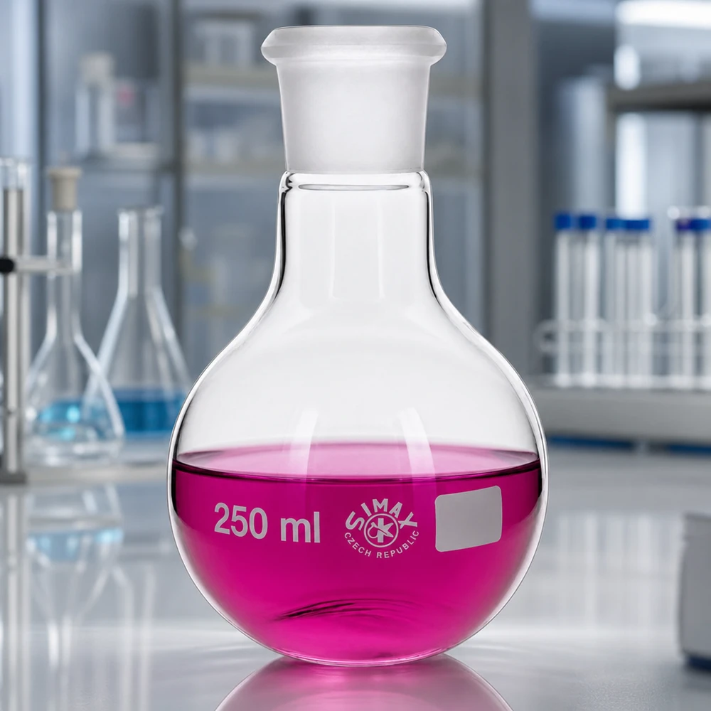 Ballon à fond plat 250 ml à col large, en verre borosilicate avec rodage normalisé 29/32 Fiole graduée 250ml en verre transparent avec rodage standard 29/32