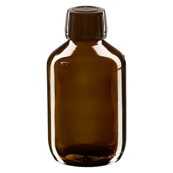 Flacon à usage médical de 200 ml brun avec bouchon d'inviolabilité brun Flacon à usage médical de 200 ml brun avec bouchon d'inviolabilité brun