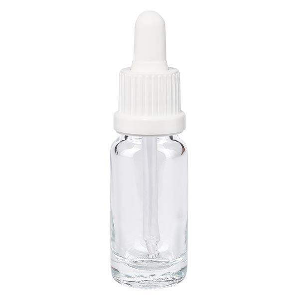 Flacon clair 10 ml + pipette blanche à système d'inviolabilité Flacon clair 10 ml + pipette blanche à système d'inviolabilité