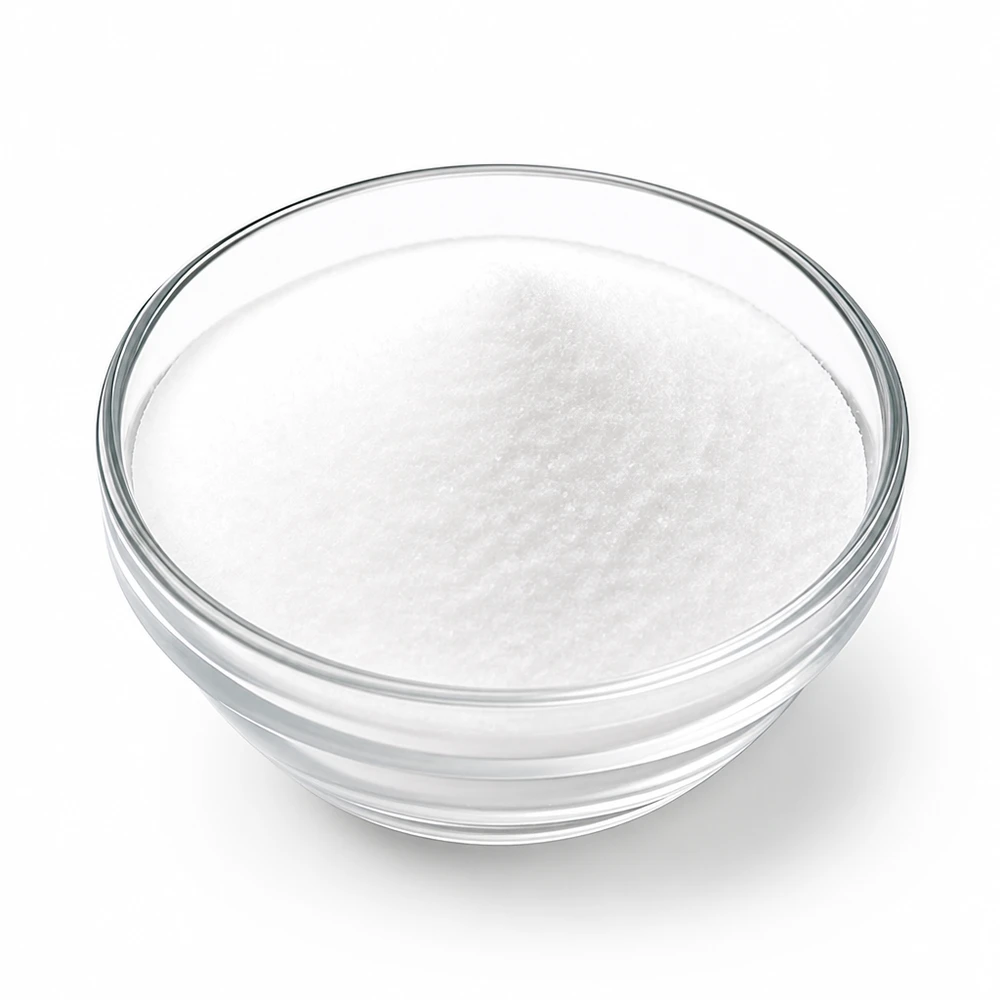Acide citrique blanc cristallin Doktor-Klaus 1kg dans un récipient en verre transparent pour une utilisation polyvalente