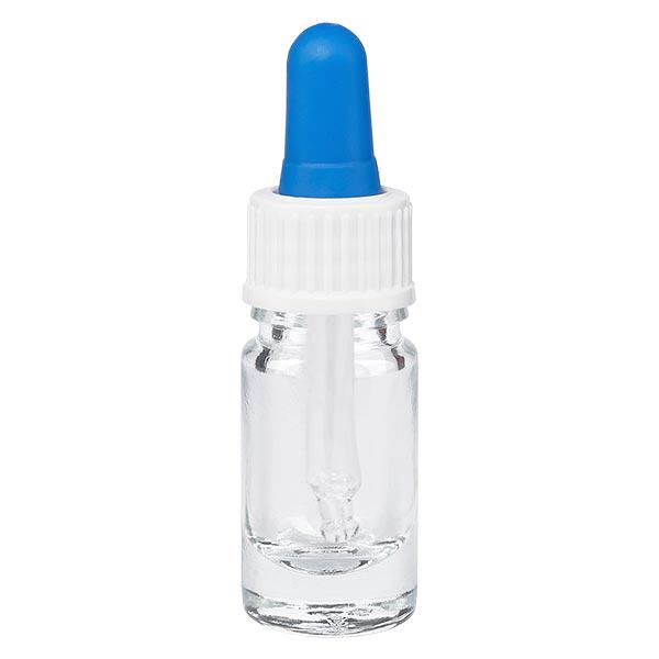 Flacon de pharmacie transparent 5ml pipette blanc/bleu standard Flacon de pharmacie transparent 5ml pipette blanc/bleu standard