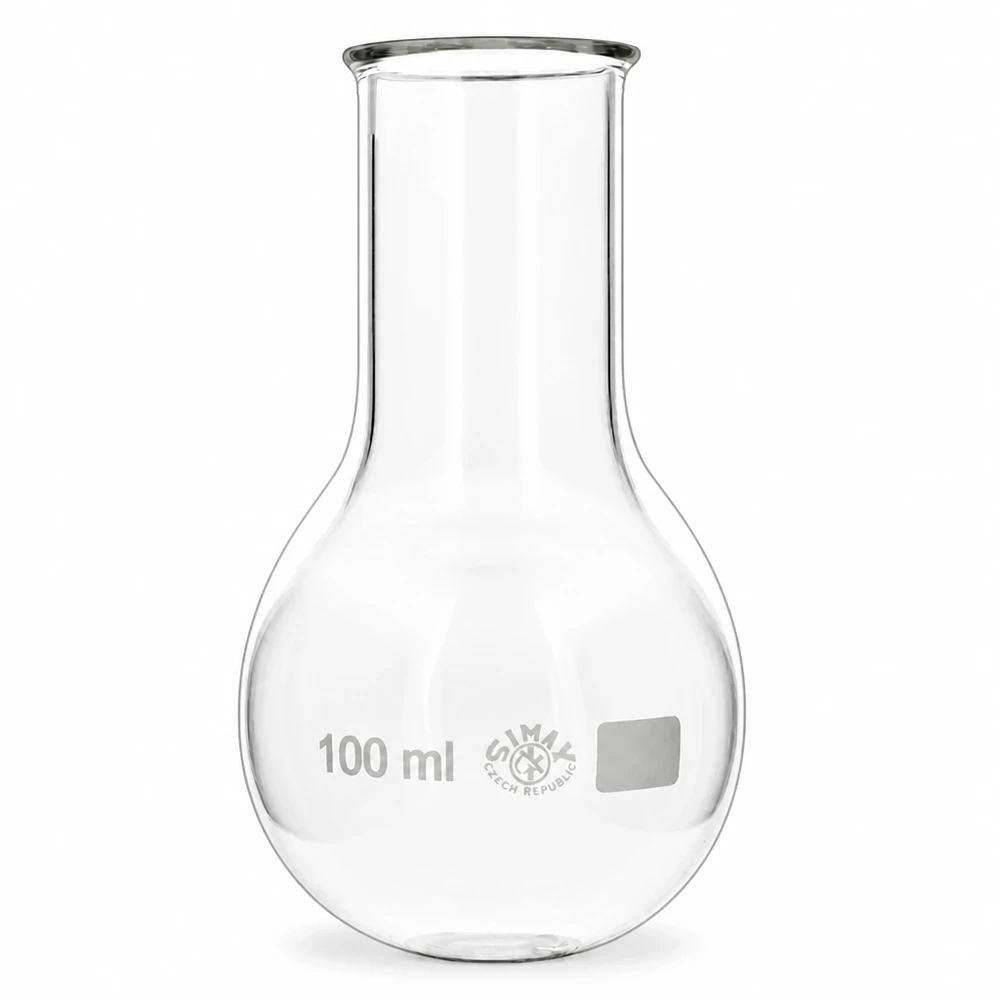 Ballon rond à col large 100ml avec forme de piston ergonomique pour une manipulation sûre en laboratoire