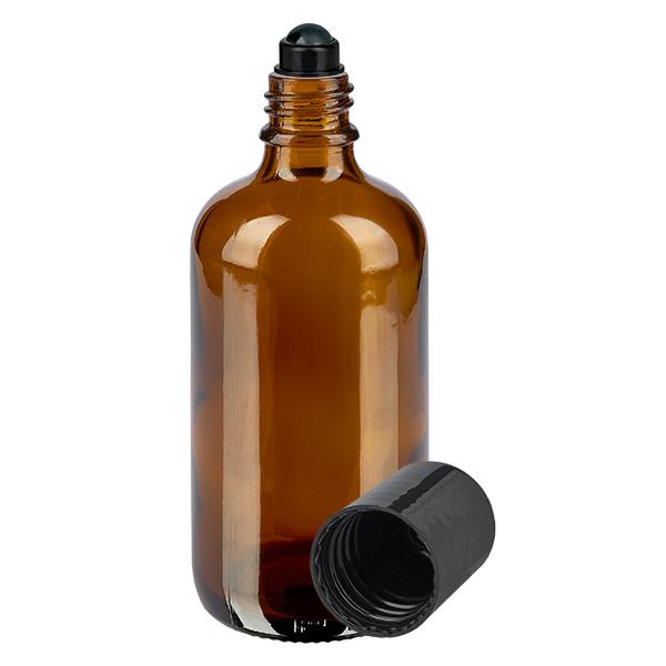 Flacon de déodorant en verre ambré 100 ml, déo à bille vide