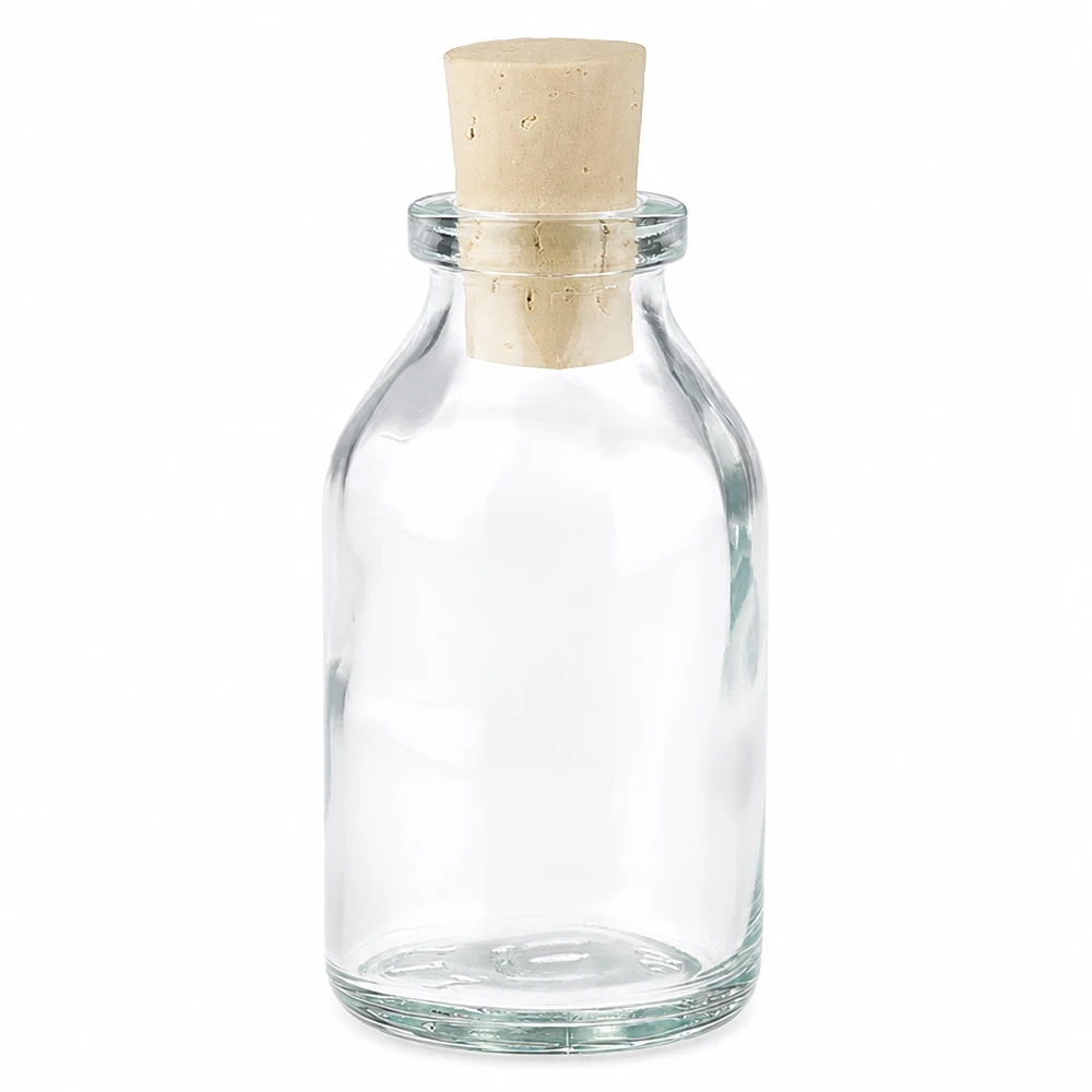 Zylindrische Glasflasche 20ml mit passendem Korken 11/14mm Produktfoto