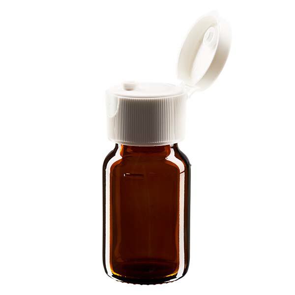 Flacon médical de 30 ml avec couvercle blanc à charnière Flacon médical de 30 ml avec couvercle blanc à charnière