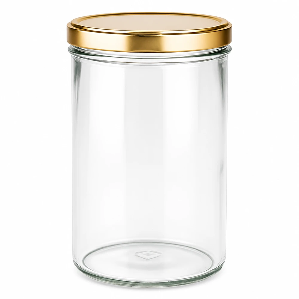 Pot de 277 ml avec couvercle doré BasicSeal UNiTWIST Pot de conservation transparent