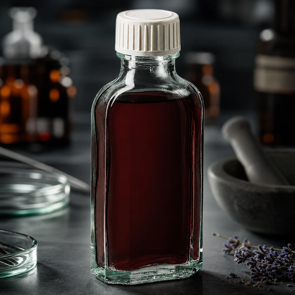 Flacon en verre plat de 50 ml, transparent, avec bouchon à vis blanc à sécurité enfant