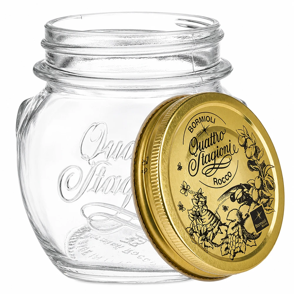 Bormioli Rocco Quattro Stagioni 300ml pot rond avec couvercle doré à visser pot de conservation