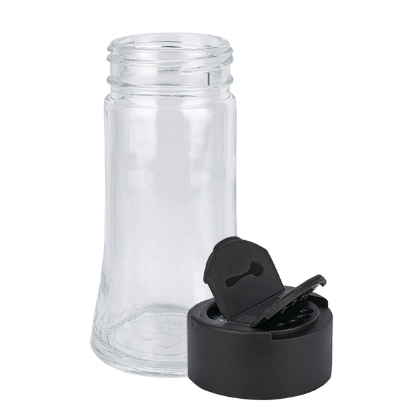 Pot à sel/épices 95 ml avec double saupoudreuse, noir