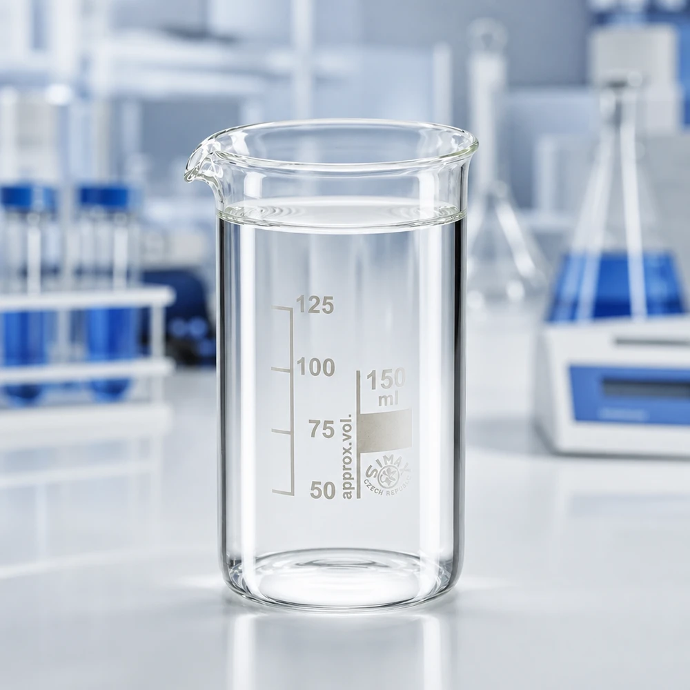 Bécher 150ml en verre borosilicate résistant à la chaleur (forme haute) Verre à bec transparent de 150 ml, forme haute, avec échelle de volume de 50 à 125 ml, en verre borosilicaté de haute qualité