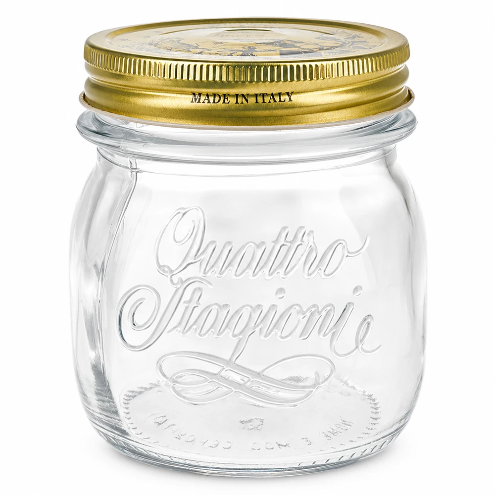 Pot rond 250ml Quattro Stagioni avec couvercle doré Made in Italy Pot de conservation et de stockage