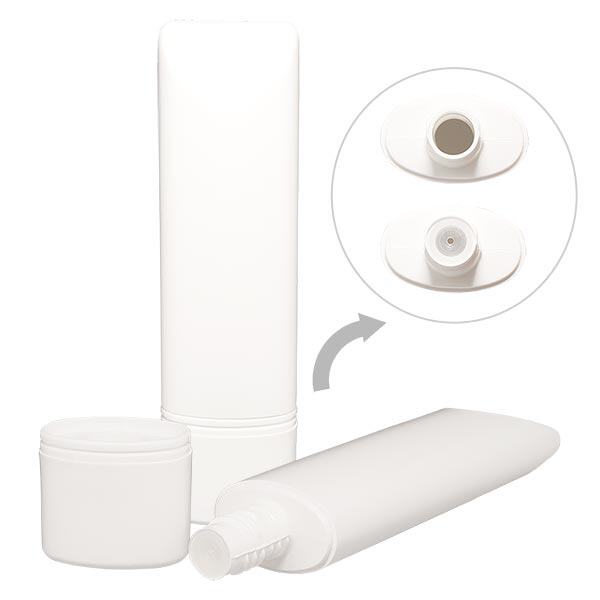 Tube blanc 50 ml en PEHD/PEBD + bouchon plat Tube blanc 50 ml en PEHD/PEBD + bouchon plat