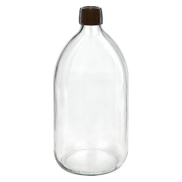 Flacon médical 1000 ml couleur claire avec bouchon marron Flacon médical 1000 ml couleur claire avec bouchon marron