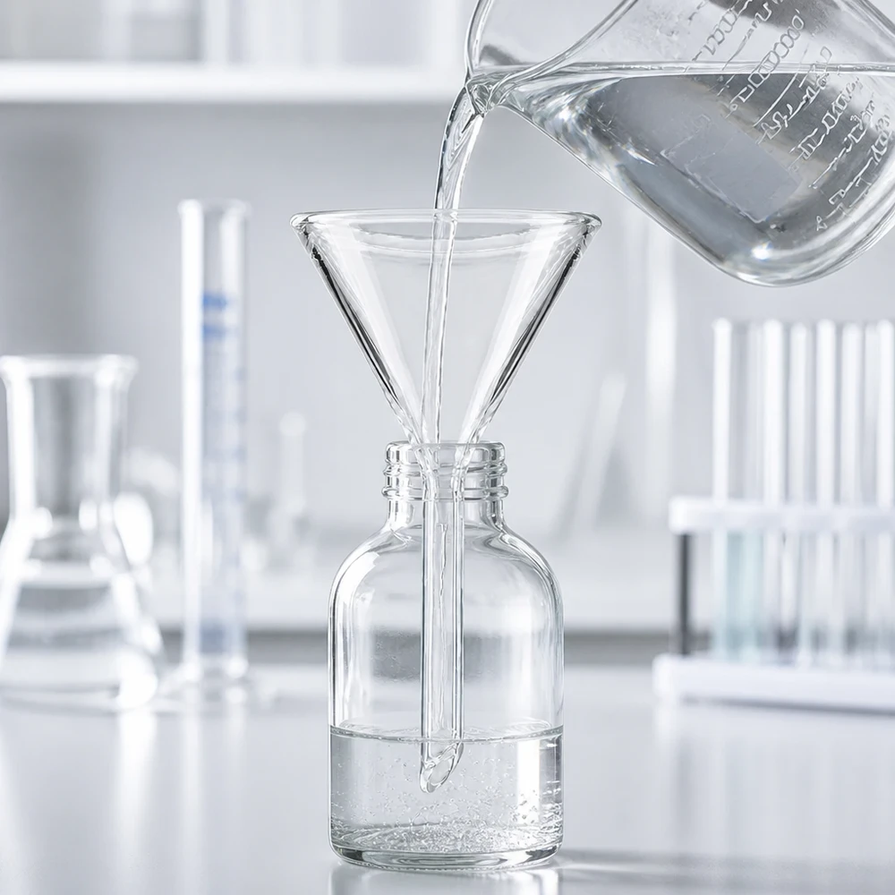 Entonnoir de précision 45mm en verre sodocalcique robuste avec un angle d'entonnoir de 60 degrés pour le travail en laboratoire
