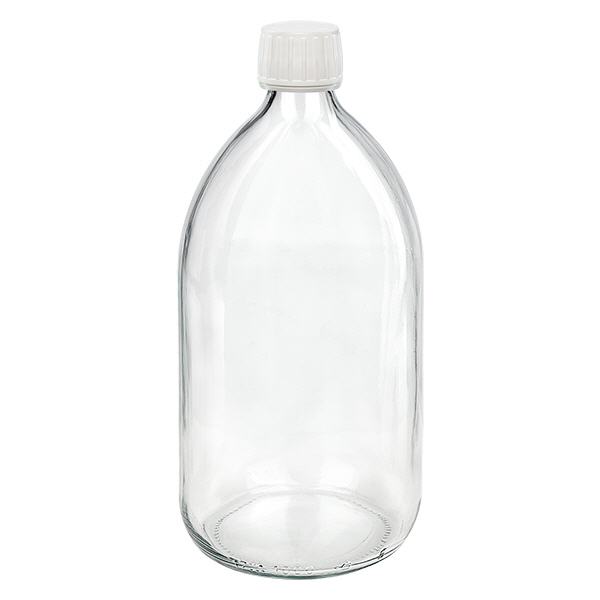 Flacon médical 1000 ml couleur claire avec bouchon blanc Flacon médical 1000 ml couleur claire avec bouchon blanc