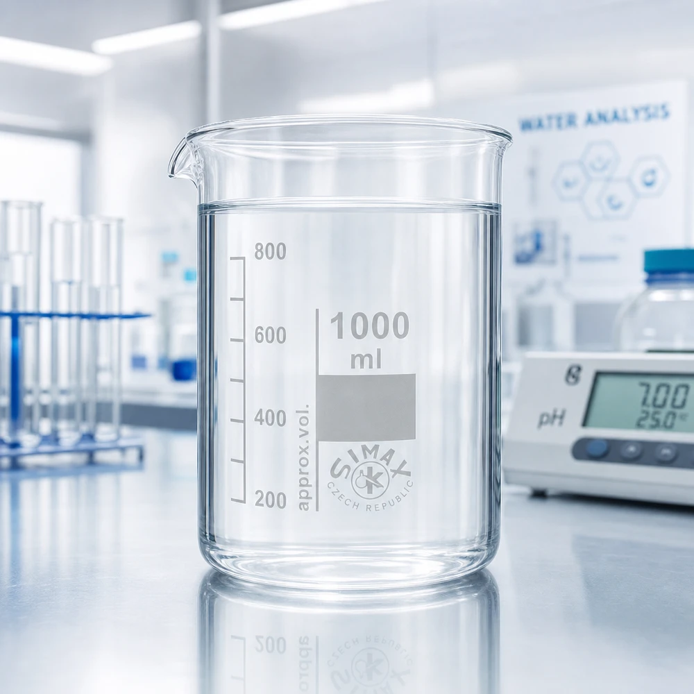 Bécher 1000ml en verre borosilicate résistant à la chaleur (forme basse) Gobelet en verre borosilicaté 1000ml forme basse avec lèvre verseuse pour un transvasement facile