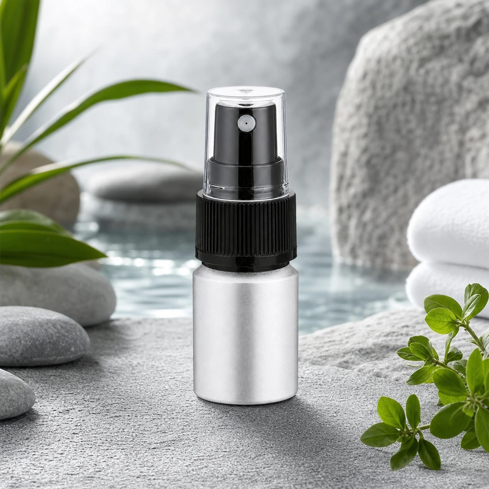 Vaporisateur léger de 10ml en aluminium avec pompe ergonomique noire
