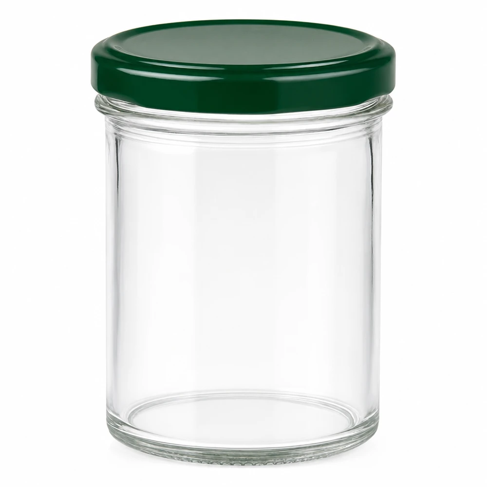 350ml Verre conique avec couvercle BasicSeal vert UNiTWIST Pot de 350ml avec couvercle vert BasicSeal UNiTWIST - bocal vide en verre clair pour confitures et conserves