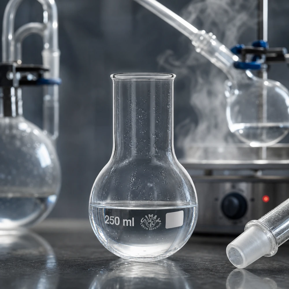 Flacon à col large 250ml avec graduation pour une mesure précise du volume en laboratoire