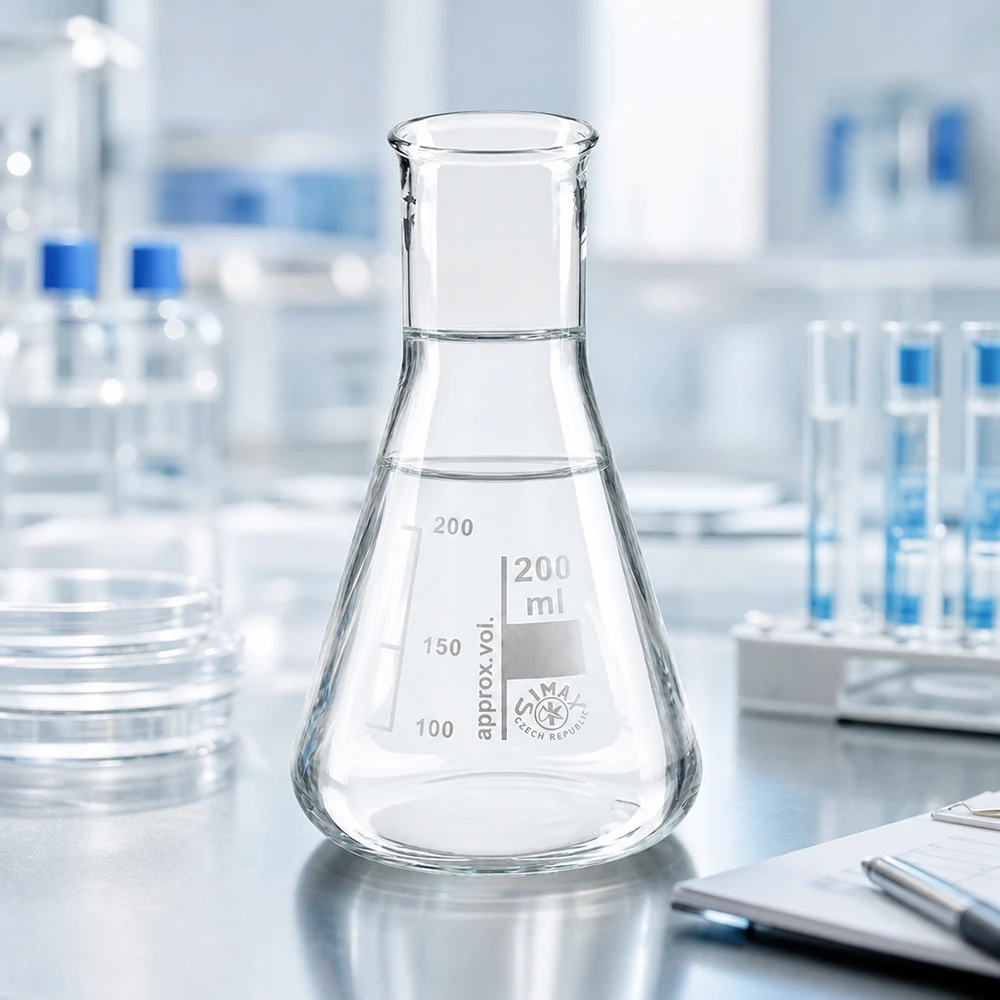 Erlenmeyer 200ml col étroit, verre borosilicate