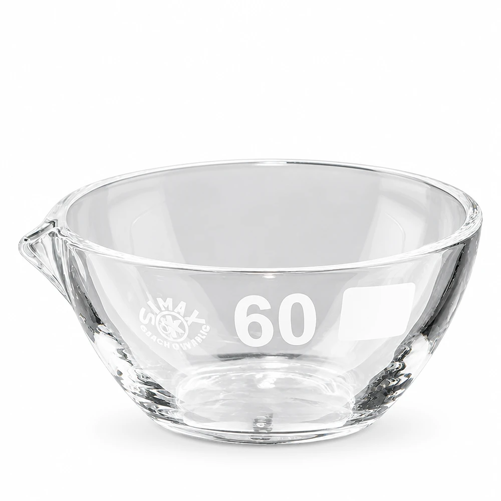 Bol d'évaporation résistant à la chaleur 60mm rond en verre borosilicaté avec fonction verseur