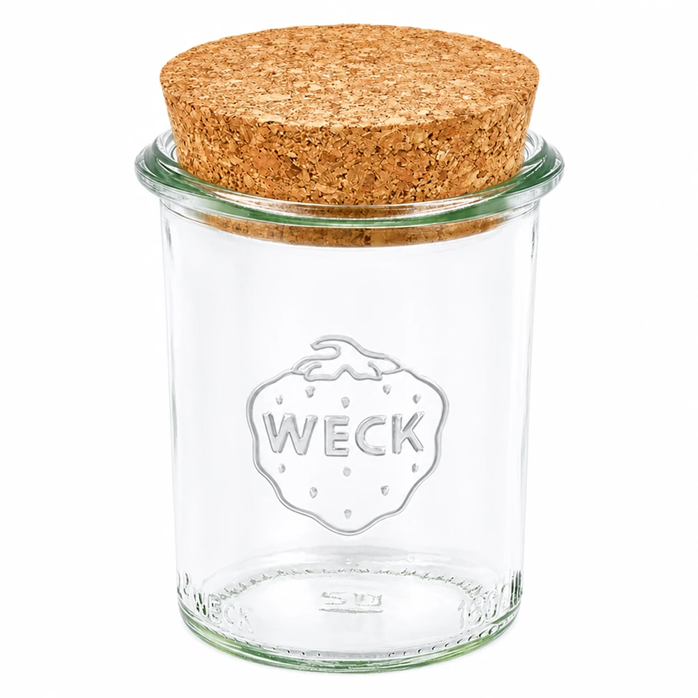 160ml bocal conique WECK RR60 avec bouchon nature WECK Bocal en verre 160ml RR60 avec bouchon en liège naturel Bocal à conserves en verre transparent