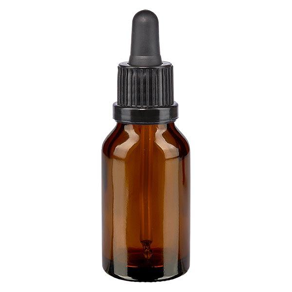 Flacon de pharmacie brun 15ml Pipette noire bouchon inviolabilité Flacon de pharmacie brun 15ml Pipette noire bouchon inviolabilité