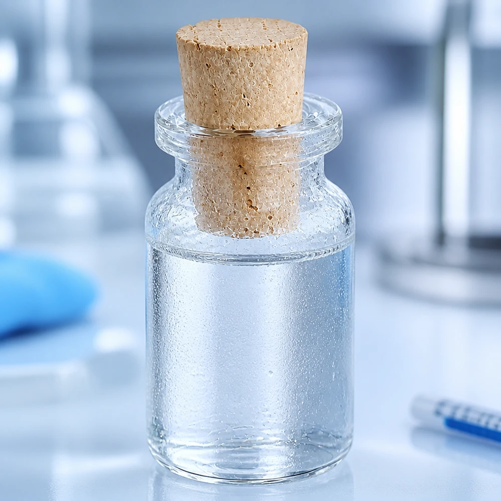 Flacon en verre clair 5 ml avec bouchon de liège 11/14 mm Apothekerflasche aus Klarglas 5ml mit passgenauem Korken 11/14mm für Flüssigkeiten geeignet