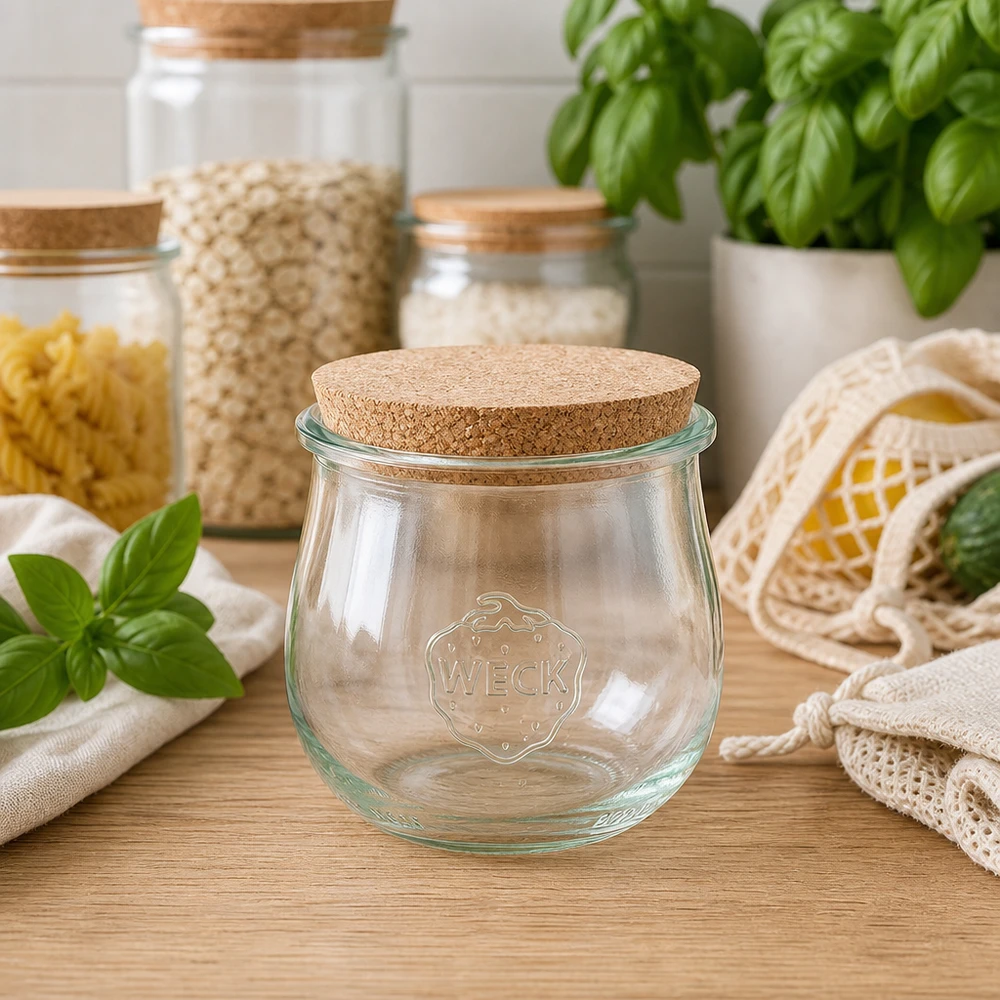 370ml bocal tulipe WECK RR80 avec bouchon nature WECK Pot tulipe 370ml RR80 avec bouchon dans la cuisine durable zéro déchet entre les bocaux de conservation et Basil