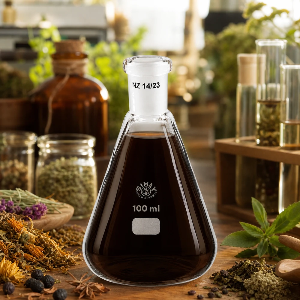 Erlenmeyer 100 ml col étroit, verre borosilicate avec rodage normalisé 14/23