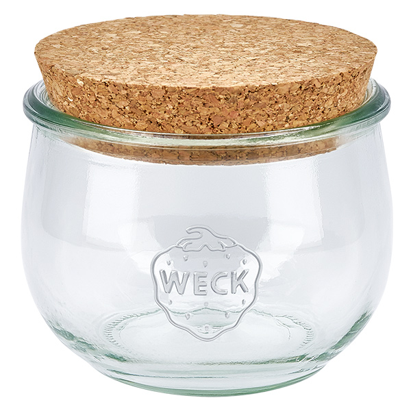 580ml bocal tulipe WECK RR100 avec bouchon nature 580ml WECK Pot tulipe RR100 avec bouchon en liège naturel Couvercle Pot de conservation transparent