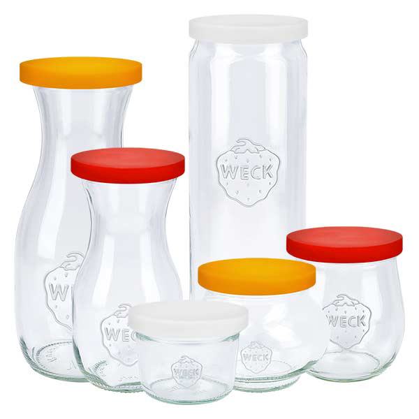 WECK Set de bocaux avec couvercles blancs en silicone UNiTWIST RR80 différentes tailles Exemple d'utilisation Conservation